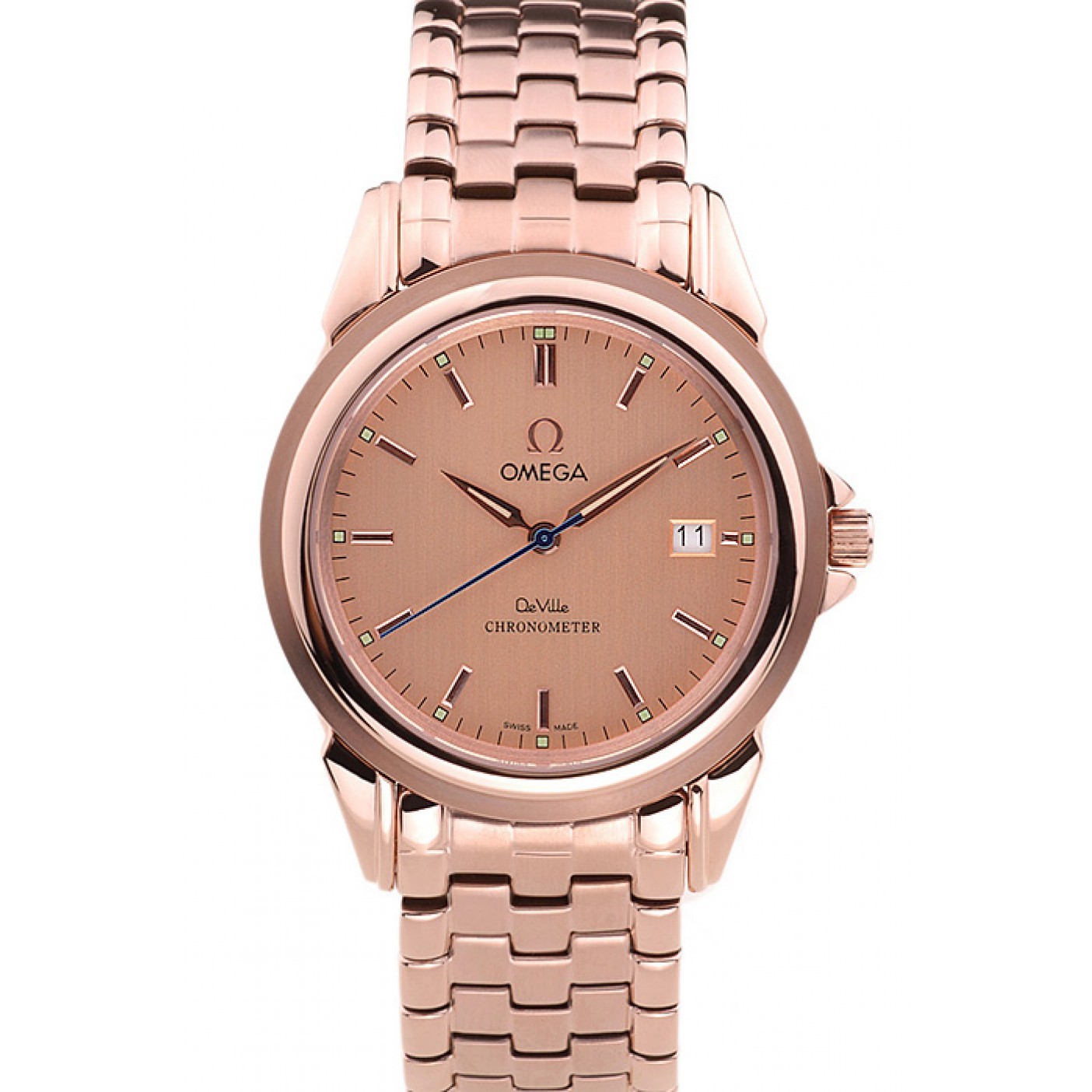 Omega De Ville Rose Gold Dial Rose Gold Stainless Steel Bracelet 1454188